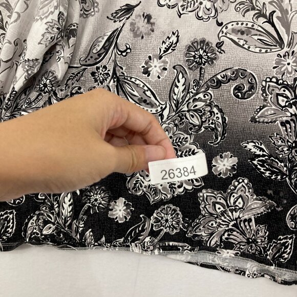 Alfred Dunner size 3X Gray Floral Paisley Stretch 3/4 Sleeve Comfy Preppy Top - Picture 8 of 8
